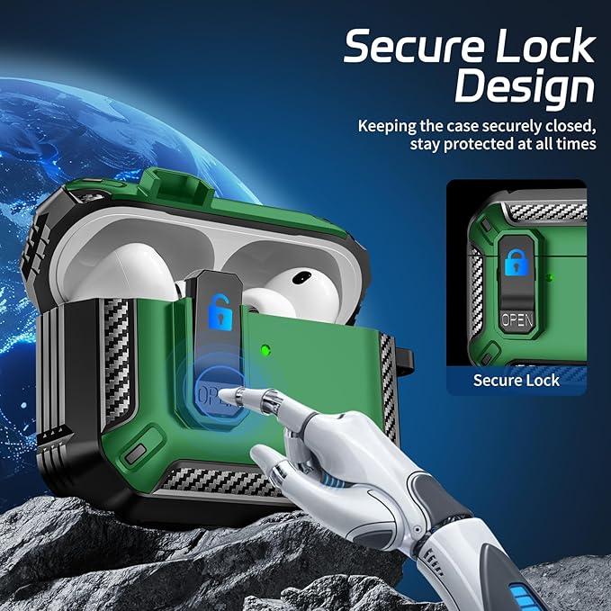 for AirPods Pro 3 Case (2025 New), Secure Lock Cases Cover with Cleaning Kit & Keychain Compatible with Airpods Pro 3rd Generation Case for Men Women, Powerful Drop Protection