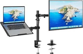 Redbat Monitor and Laptop Mount Stand, Fully Adjustable Monitor Arm with Vented Tray for 13" to 32" LCD Screens and Notebook up to 16", Holds up to 22lbs, VESA Compatible, Dual Mounting Options - Image 1