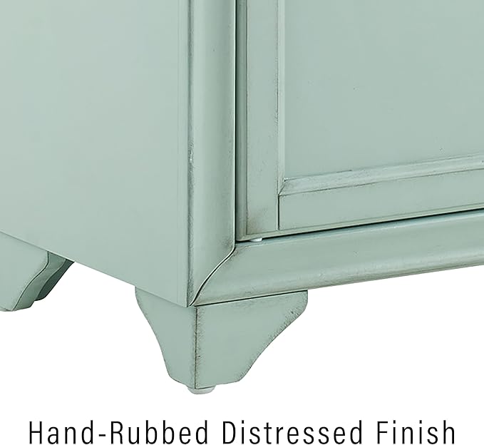 Crosley Furniture Tara Pantry Storage Cabinet with Shelves, Kitchen, Dining, or Laundry Room, Distressed Seafoam Blue