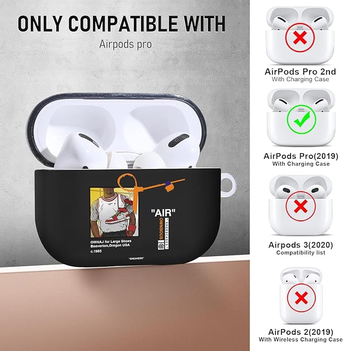 for Airpods Pro Case, Cute Cool Sports Red Shoe Pattern TPU Soft Cases for Airpods Pro Case 1st Gen, Shockproof for Airpods Pro 2019 Case Men Women with Cleaner Kit & Keychain