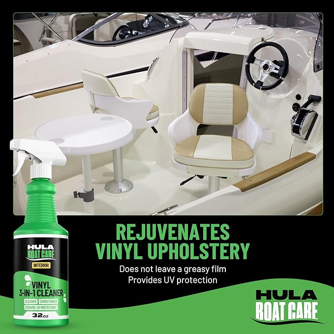 Hula 3-in-1 Boat Vinyl Cleaner, Conditioner and UV Protectant, 32oz — Marine Vinyl Protectant, Boat Seat Conditioner, Made in USA