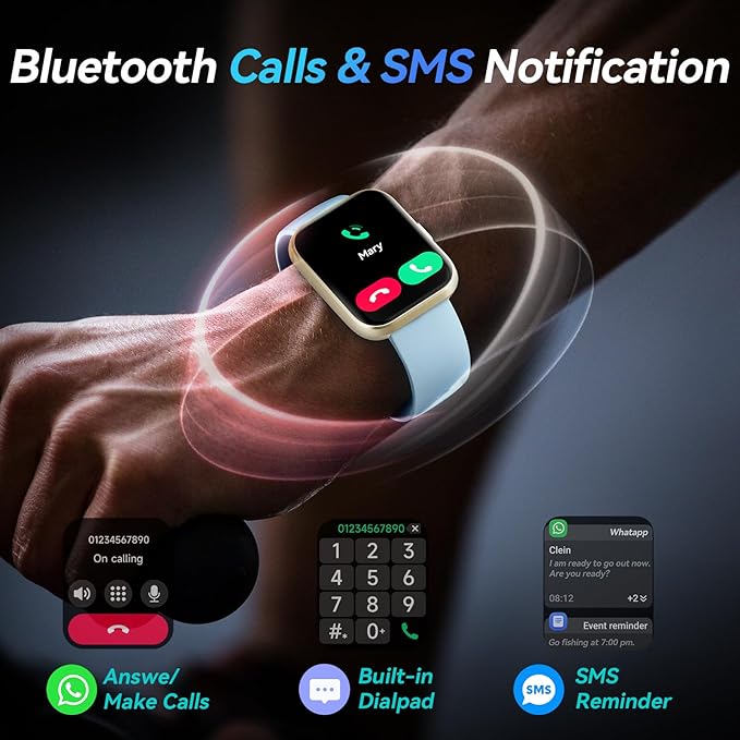 Fitpolo Smart Watches for Men/Women, 1.8'' Alexa Built-in Fitness Tracker Watch with Bluetooth Calls, IP68 Waterproof, Heart Rate/Sleep/SpO2/Stress Monitor, 110 Sport Modes for Android & iPhone