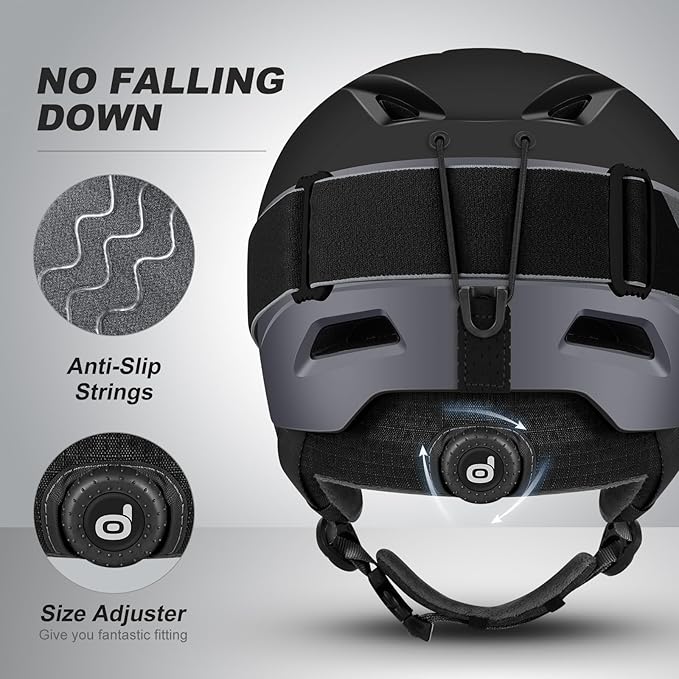 Odoland Ski Helmet, Snowboard Helmet with Ski Goggles for Adults and Youth, Audio Compatible, Shockproof, Windproof, Safety Snow Sports Helmet and Protective Glasses for Men Women