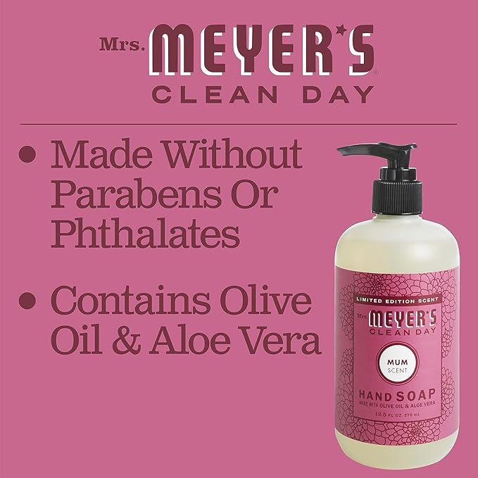 Mrs. MEYER'S CLEAN DAY Variety, 2 Liquid Hand Soap 12.5 OZ, 1 Liquid Dish Soap, 16 FL OZ (Mum)