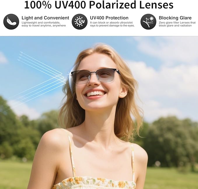 AI Smart Glasses with ChatGPT, Bluetooth Glasses for Men & Women, Photochromic Lenses, Real-Time Translation in 160+ Languages via APP, AI Glasses with Speakers for Indoor Outdoor (Gold)