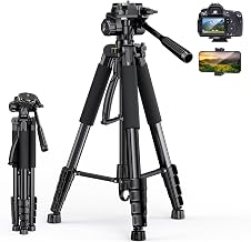 UBeesize 67” Camera Tripod with Travel Bag, Cell Phone Tripod with Bluetooth Remote and Phone Holder, Compatible with All Cameras, Cell Phones, Projector, Webcam, Spotting Scopes - Image 1