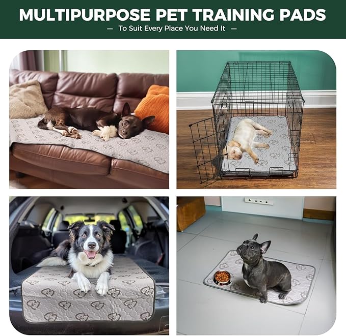 FXW Washable Pee Pads for Dogs, Puppy Pads with Super Absorbent, Specifically Designed for 18inch Cages, 11" x 17" Rectangle, Khaki, 4 Packs