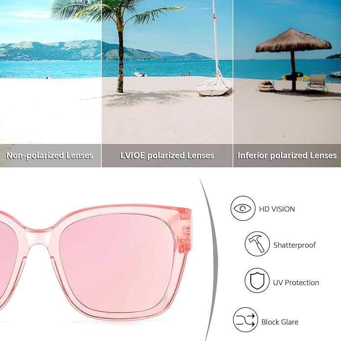 LVIOE 2 Pack Polarized Fit Over Sunglasses for Women Men Oversized Square Over Glasses Sunglasses with UV Protection LS7511