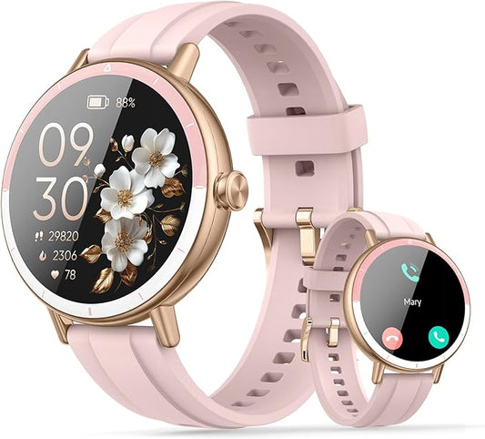 Smart Watches for Women, 1.27" HD Fitness Tracker with Bluetooth Calls(Answer&Make) IP68 Waterproof Smartwatch Compatible IOS/Android, 100+ Sport Modes Watch with Heart Rate/Sleep Monitor Pedometer