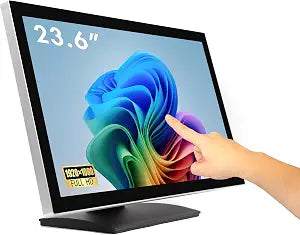 ANGEL POS 23.6" Commercial Grade Metal Housing Capacitive LED Capacitive Multi-Touch HDMI VGA Monitor 16:9 Display 1920 x1080, Splash Proof Touchscreen, Industrial, Office, Retail, Restaurant