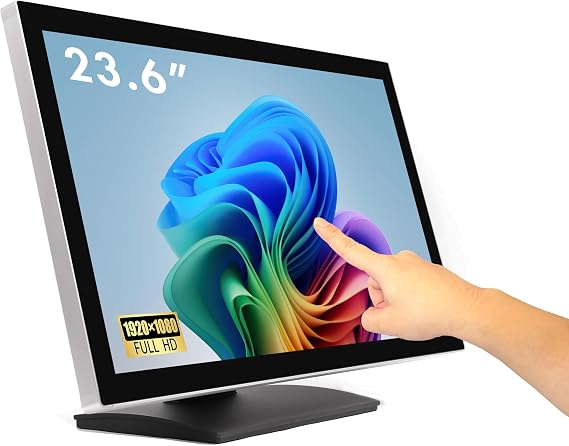 ANGEL POS 23.6" Commercial Grade Metal Housing Capacitive LED Capacitive Multi-Touch HDMI VGA Monitor 16:9 Display 1920 x1080, Splash Proof Touchscreen, Industrial, Office, Retail, Restaurant
