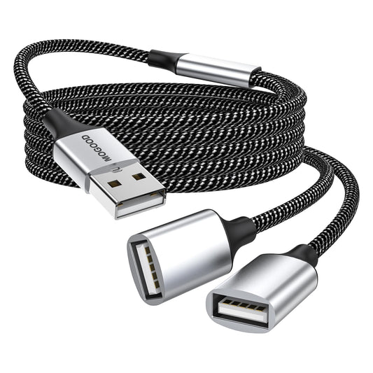MOGOOD USB A Splitter, USB Male to 2 Female Y-Cable,USB Extension Cable 3ft