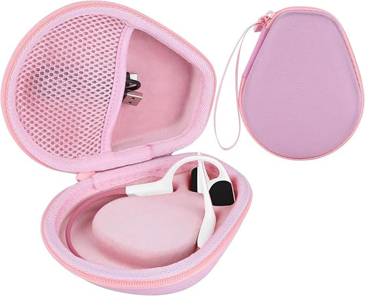 Hard Case Replacement for SHOKZ OpenRun Pro 2 / Pro 2 Mini/OpenMove/OpenRun/OpenSwim Open-Ear Bone Conduction Sport Headphones (Pink Case)