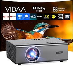 Smart Projector-4K with Wifi Bluetooth, AI Auto Focus Keystone Outdoor Home Theater VIDAA Movie Projector Built-in Apps, 60W Dolby, Airplay, Voice Control, Live TV, Ceiling, Gaming, Camping - Image 1