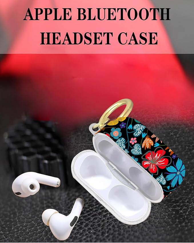 Compatible with Airpod Pro 2nd/1st Generation,Full Protection Cover for Women,Accessories Hard Case Portable & Shockproof for Airpod Pro 2nd Charging Case 2023/2022/2019(Colorful Red Floral)