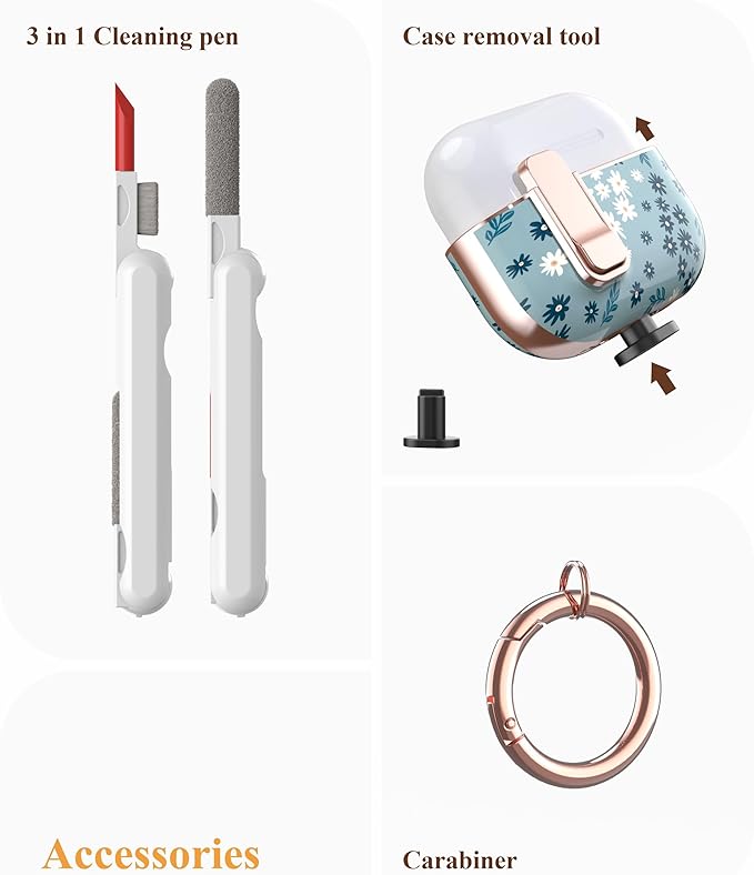 TATOFY for AirPods Pro 2nd Generation Case with Lock Carabiner Cleaner, Slim AirPod Pro 1st & 2nd Hard Case Cover, Compatible with MagSafe (Cyan)