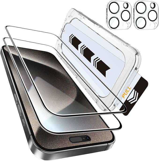 MOHAVE 2+2 Pack for iPhone 15 Pro Max Screen Protector 6.7" with Camera Lens Protector [Auto Alignment/Dust Removal] HD Clear Tempered Glass [Military Grade Shatterproof] Case Friendly