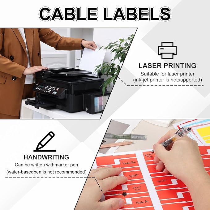uxcell 300 Pcs Cable Labels, Waterproof Wire Cord Labels Tags, Cord Organizer Management Tags for Charger Cable Organizer Wire Markers Printer and Handwriting, Light Green