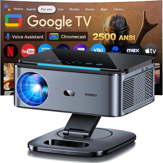 Google TV Smart Projector 4K, 2500 ANSI Projector With WiFi and Bluetooth