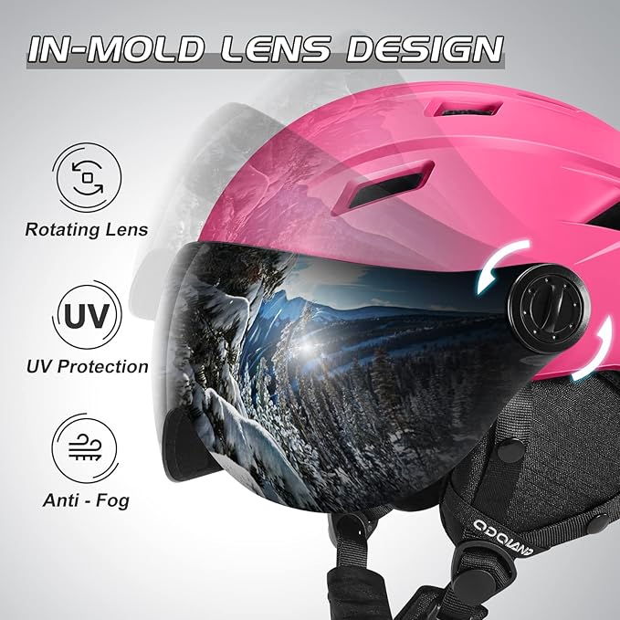 Odoland Ski Helmet with 2-in-1 Visor Goggles, Light Weight Snowboard Helmet for Men Women, Snow Sport Helmets for Skiing, Skating, Snowboarding