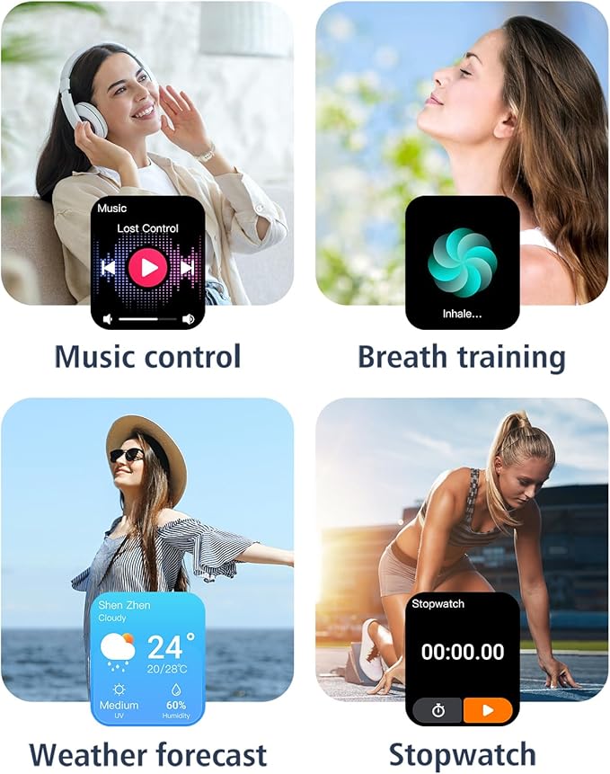 GRV Smart Watches for Women Men (Answer/Make Calls), 1.8" Smartwatch for iOS/Android Phones Fitness Tracker with 100+ Sports Modes Heart Rate/Sleep Monitor Pedometer IP68 Waterproof (Milky White)