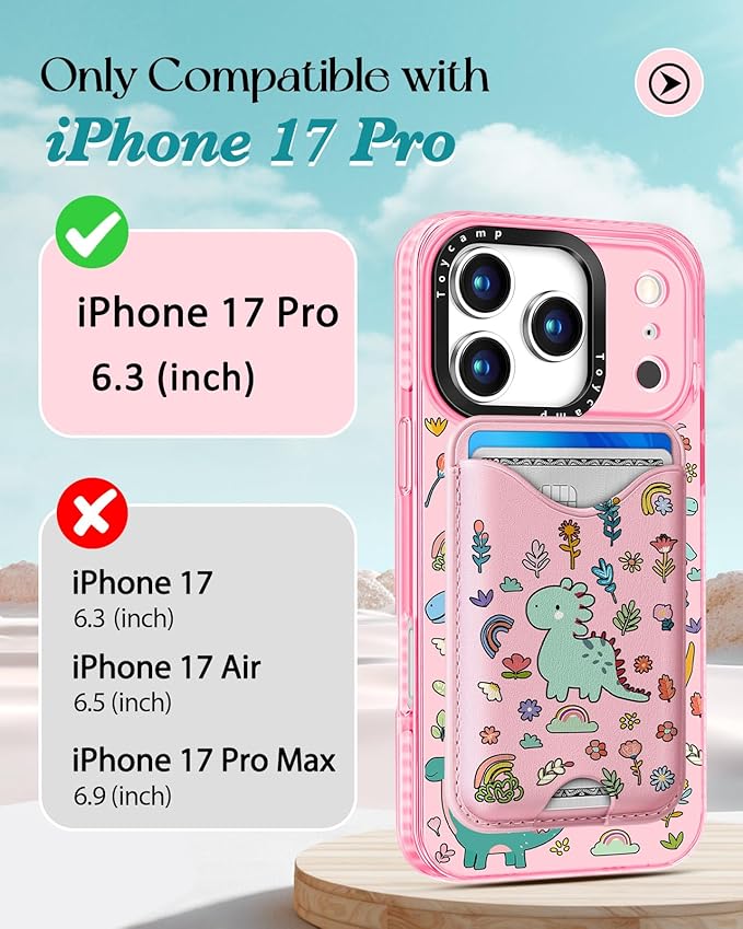 Toycamp for iPhone 17 Pro Max Case - Compatible with Magsafe Credit Card Holder Wallet Magnetic Cute Women Teen Girls Kawaii Girly Unique Animal Design Phone Cover for Apple 17 Promax