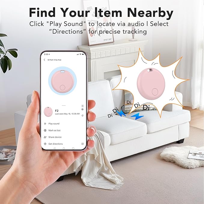 Bluetooth Tracker Tag for Android 2-Pack – GPS Item Finder for Keys, Wallet & Luggage, No Monthly Fee
