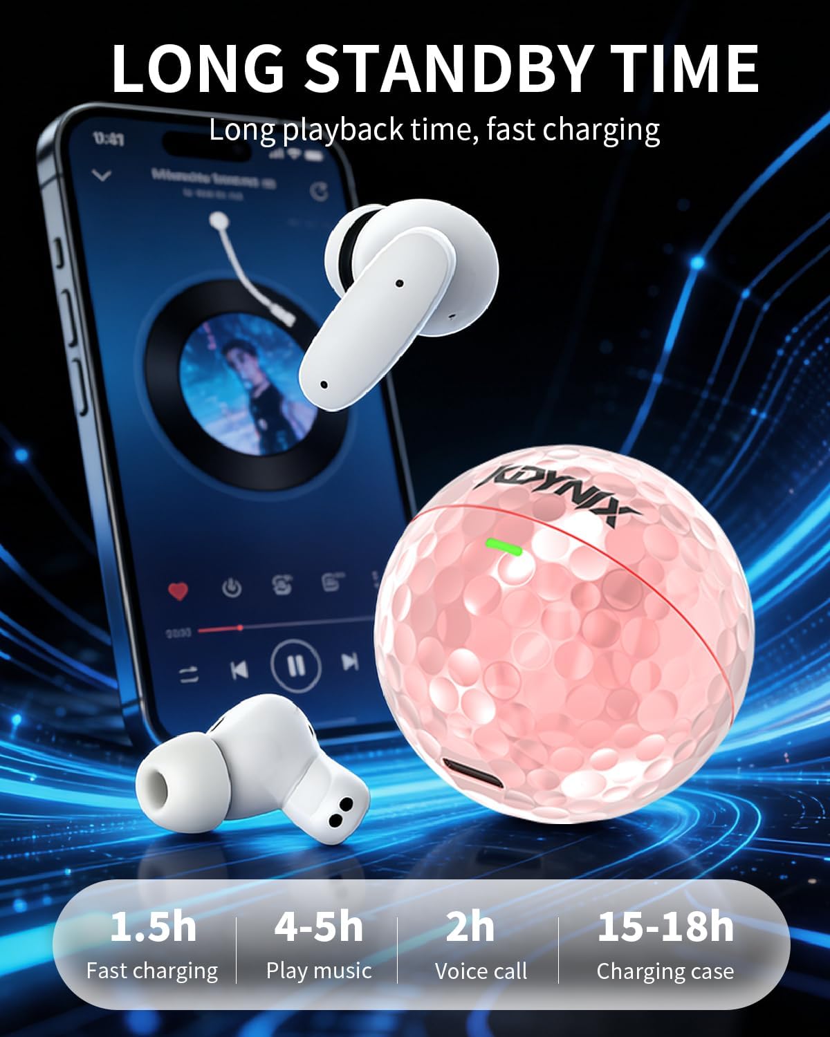 True Wireless Earbuds – Bluetooth 5.4, Dual ENC ANC Noise Canceling, 13mm Deep Bass, IPX7 Waterproof, 18H Playtime | Techloop Living