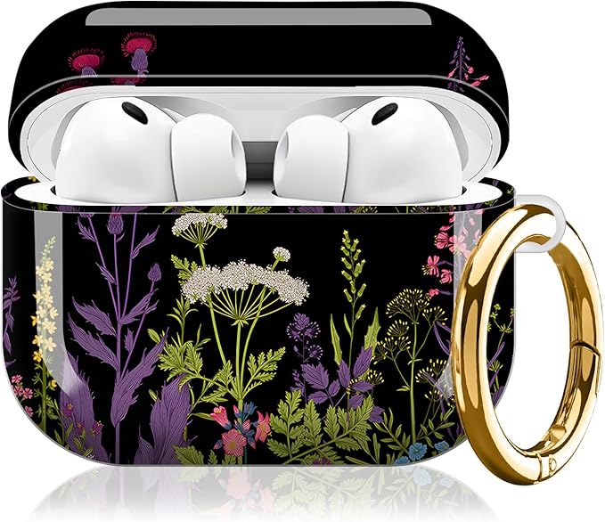 Compatible with AirPod Pro 3 (2025),Cute Case Cover for Women & Men, Full Protection Shockproof Hard Case with Keychain, Wireless Charging Case Accessories(Herb Wild Flowers)