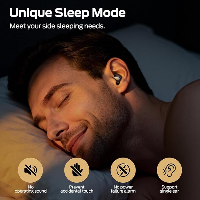 Monster Sleep Ear100 Ear Buds, Sleep Earbuds with Stereo Sound, Design for Side Sleeper, 32H Playtime, Bluetooth 6.0, ENC Noise Cancelling, IPX6 Waterproof Mini Headphones, Black