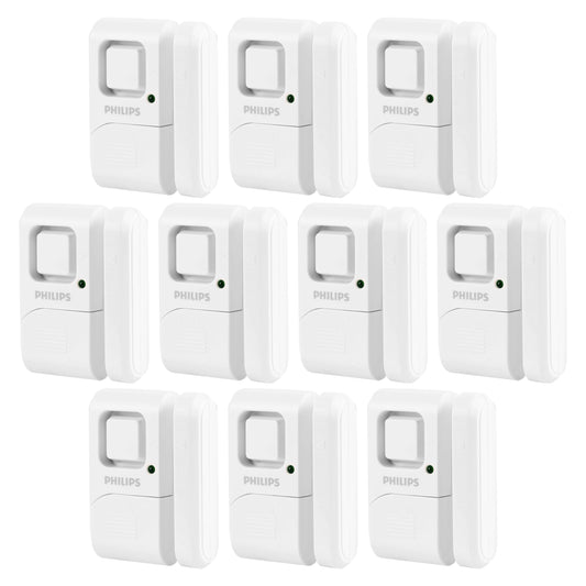Philips Personal Security Window and Door Alarm, 10 Pack, Wireless Chime