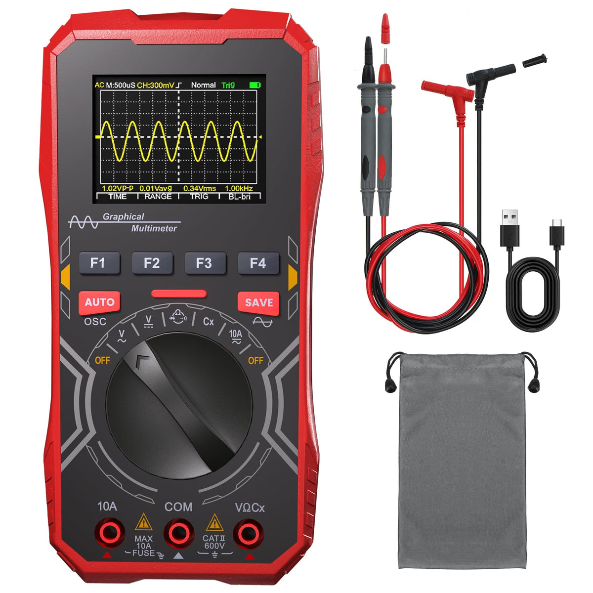2-in-1 Handheld Oscilloscope Multimeter Auto-Ranging Digital Tester - Image 2