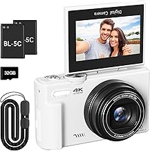 VJIANGER 4K Digital Camera, Vlogging Camera with 180° Flip Screen - Image 1