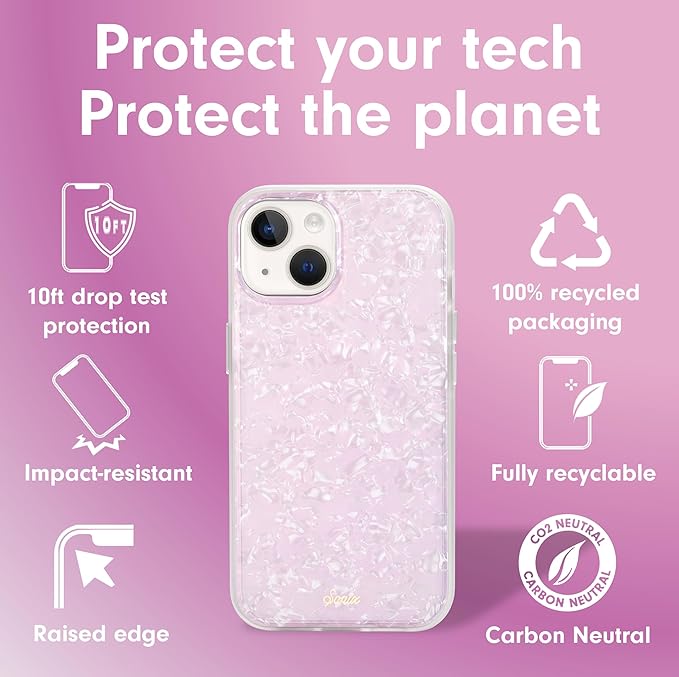 Sonix Case for iPhone 15 Plus, iPhone 14 Plus | Compatible with MagSafe | 10ft Drop Tested | Pink Pearl Tort Marble