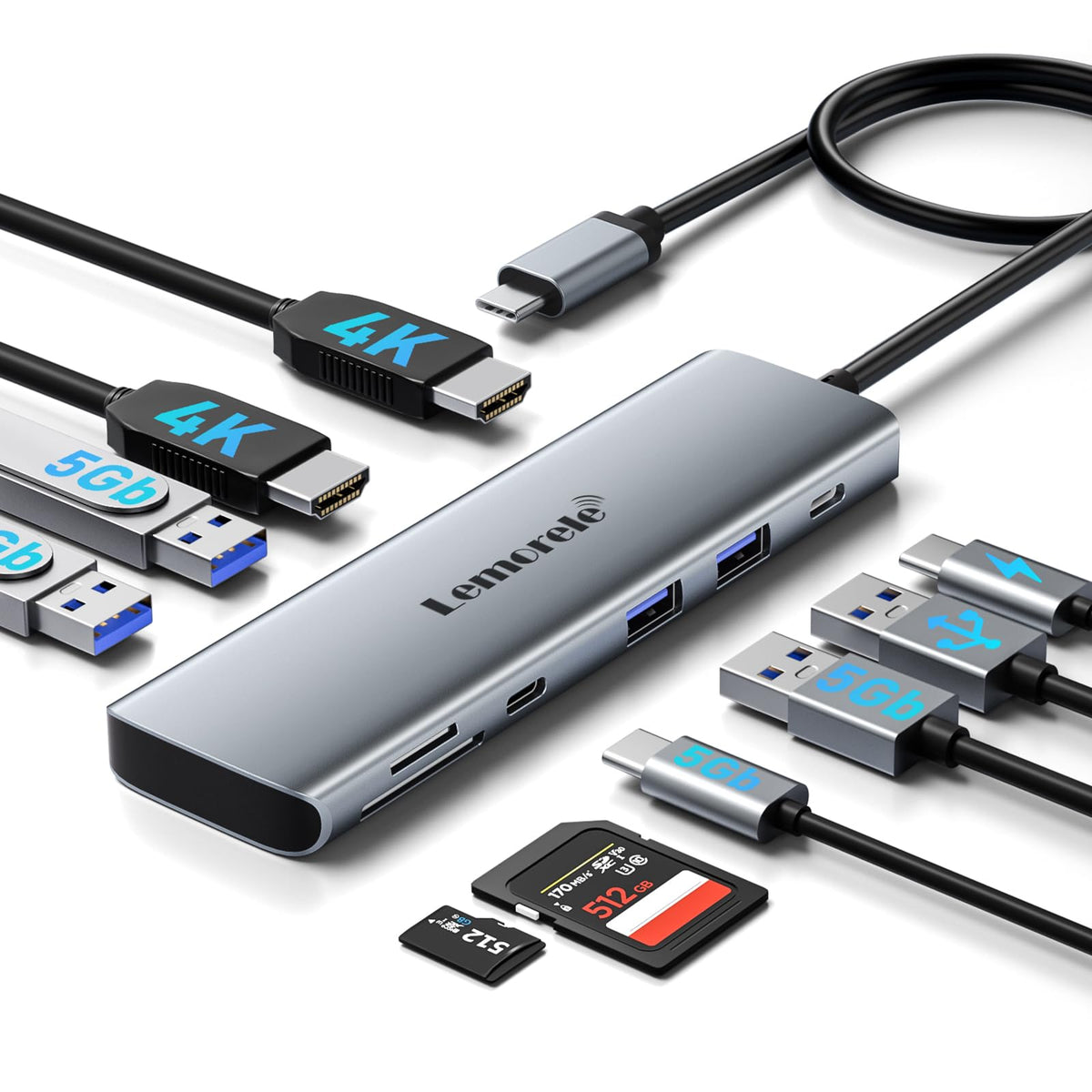 Laptop Docking Station Dual HDMI Monitor, 10 in 1 USB C Hub with 2 HDMI Ports, PD Charging, SD/TF, 5 USB C/A Ports, Laptop Docking Station for Dell XPS/HP/Lenovo/Surface(MacOS only Supports SST Mode)