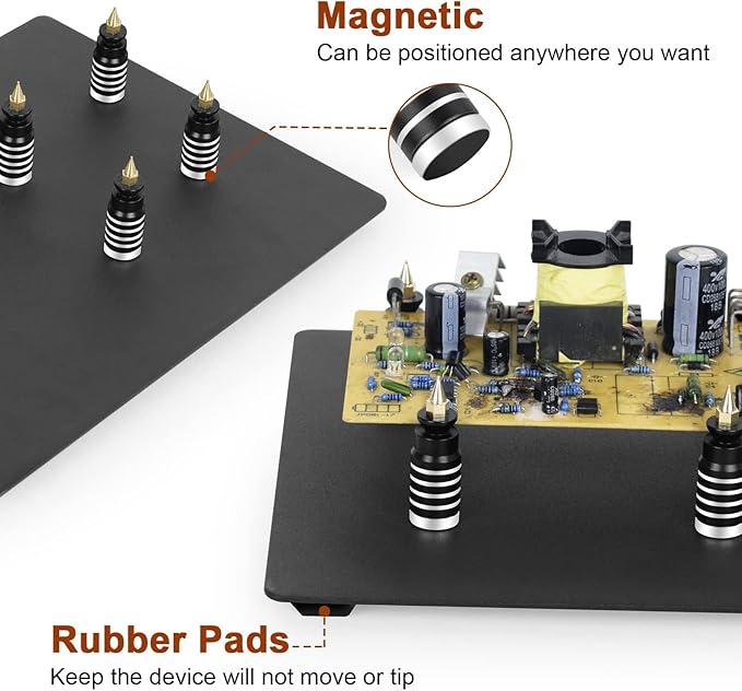 Helping Hands Soldering Circuit Board Holder Magnetic Third Hand Tools with 3X LED Magnifying Lamp, 360 Hot Air Gun Holder, Flexible Metal Arms Heavy Duty Base Electronic Repair Tool Magic Hand