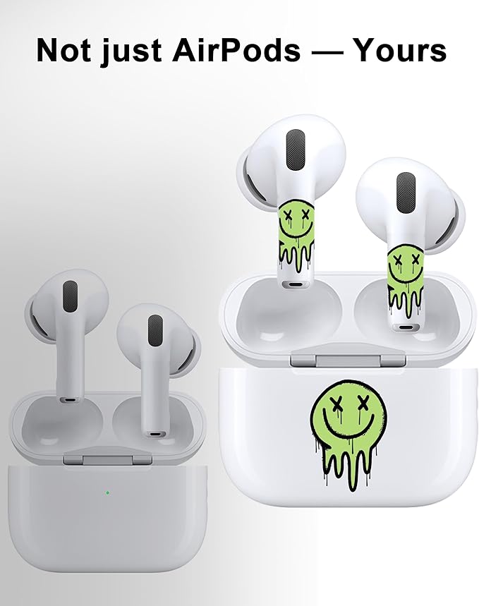 ROCKMAX for Glow in The Dark AirPods Skin Set, Earbud + Charging Case Stickers with Applicator & Spare, Universal Fit for AirPods 1/2/3/4 & Pro/Pro 2/Pro 3, Sweat-Resistant, Removable