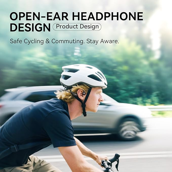 Bone Conduction Headphones, Open-Ear Sports Headphones with Mic, Bluetooth 6.0, 8H Playtime, USB-C Quick Charge, IPX5 Waterproof Sweatproof Earphones for Running, Cycling, Walking