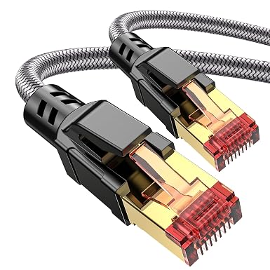Cat 8 Ethernet Cable 50 ft, Braided Shielded RJ45 Network Cable