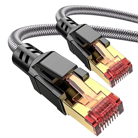 Cat 8 Ethernet Cable 50 ft, Braided Shielded RJ45 Network Cable