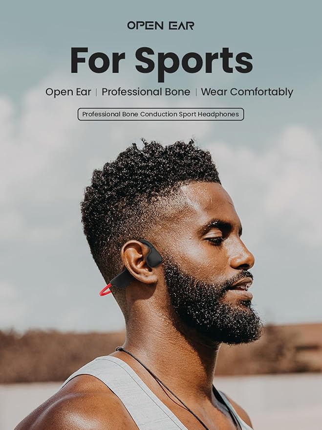 Bone Conduction Headphones Bluetooth, Wireless Headset Waterproof Open Ear Bone Conducting Headphones Wireless Bluetooth 5.2 Sports Earbuds Bone Induction Headphones with Mic for iPhone Android