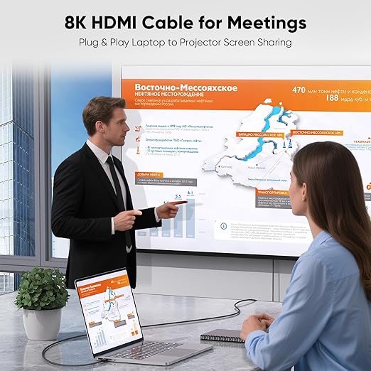 Long HDMI Cable10FT 5-Pack, 8K HDMI to HDMI 2.1 Cord 48Gbps Ultra High Speed Multi Pack Cable for Conference Room, Projector, Monitor, Laptop, PC, Video Conference System