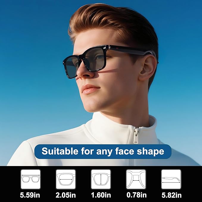 AI Smart Wireless Bluetooth Translation Glasses for Men/Women with Speakers/Bluetooth&140+ Languages Translation Sports/Travel/Drive/Busniess (C3+AI+Color Change Lenses+Black)