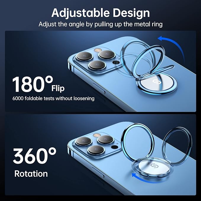 Syncwire Cell Phone Ring Holder Stand, 360 Degree Rotation Finger Ring Kickstand Polished Metal Phone Grip for Magnetic Car Mount