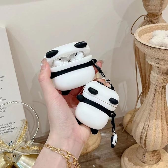 Case Compatible with AirPods Pro 3 2025, Cute Kawaii Panda Design Case Cover, Portable Soft Silicone Wireless Charging Earphone Shockproof Protector with Pendant