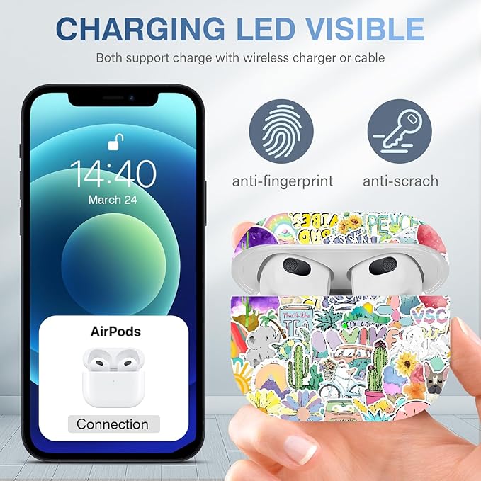 Maxjoy Compatible with AirPods 3rd Generation Case Cover, Cute Flowers Soft Protective for AirPod Gen 3 Charging Case,Cycing Car Cactus Lanyard