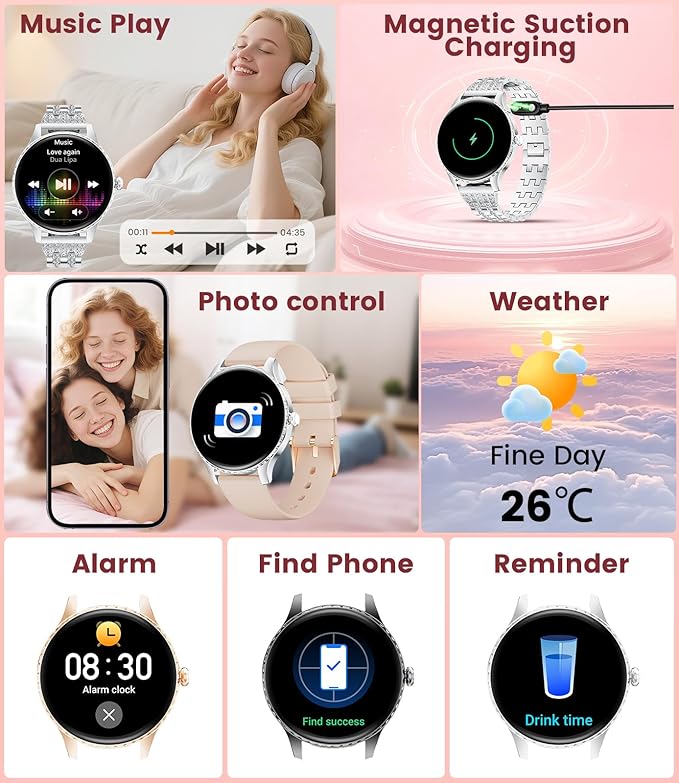 Smart Watch for Women (Answer/Make Calls),1.32" AMOLED Display Fitness Tracker with 121 Sports Modes,Heart Rate & Sleep Monitor, IP68 Waterproof Activity Pedometer Watch for Android iOS