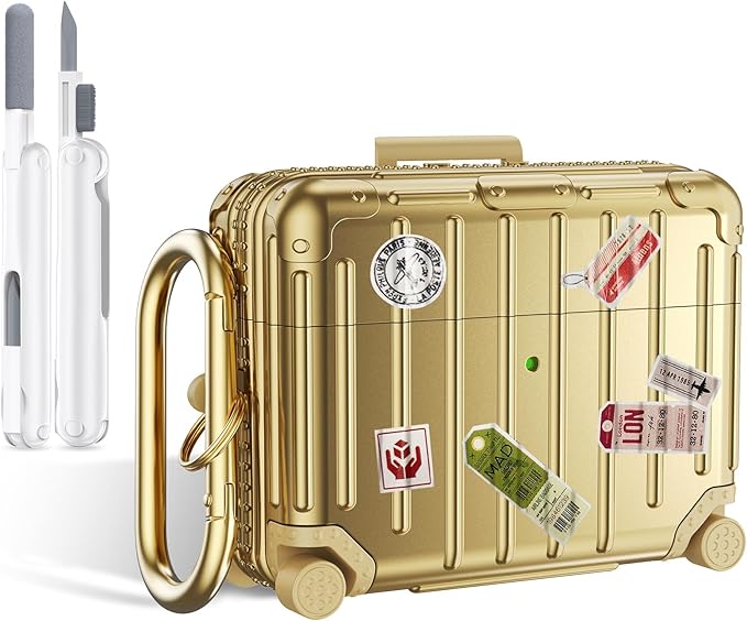 KOREDA Compatible with AirPods Pro 3 Case Cover, Cute Funny Suitcase Design Case for AirPods Pro 3rd Generation, Fashion Protective Hard Case for Women Men with Keychain and Cleaner Kit
