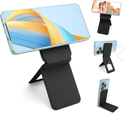 Magnetic Tripod Phone Stand, Slim Foldable Phone Holder for Iphone(Black)
