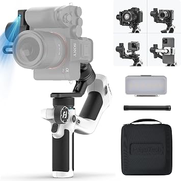 FeiyuTech Official SCORP Mini 2 Kit Gimbal,3-Axis Camera Stabilizer with AI Tracker Fill Light,1,3IN Touch Sreen, for Mirrorless Camera,Smartphone,Action Camera,with Carrying Case,Extension Rod,White - Image 2